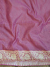 Banarasee Handwoven Semi-Chiffon Saree With Buti Design & Broad Floral Border-Onion Pink