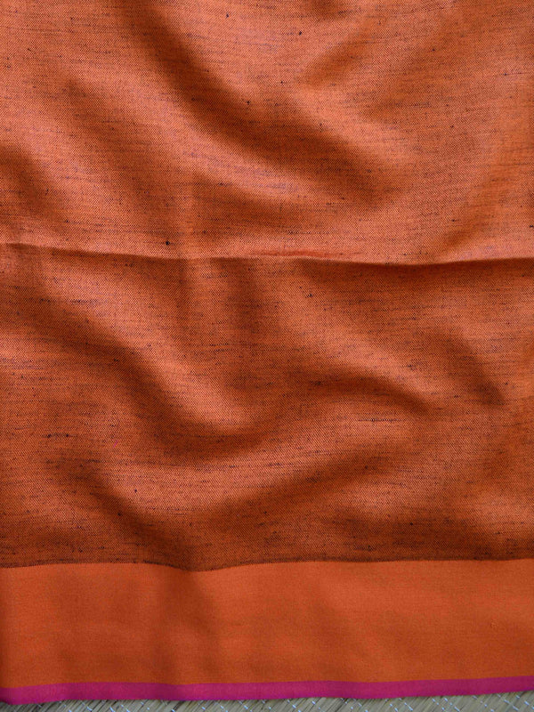 Banarasee Handloom Pure Linen Temple Border Ganga Jamuna Saree-Maroon