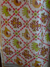 Banarasee Hand-Block Printed Chanderi Salwar Kameez Dupatta Fabric-White