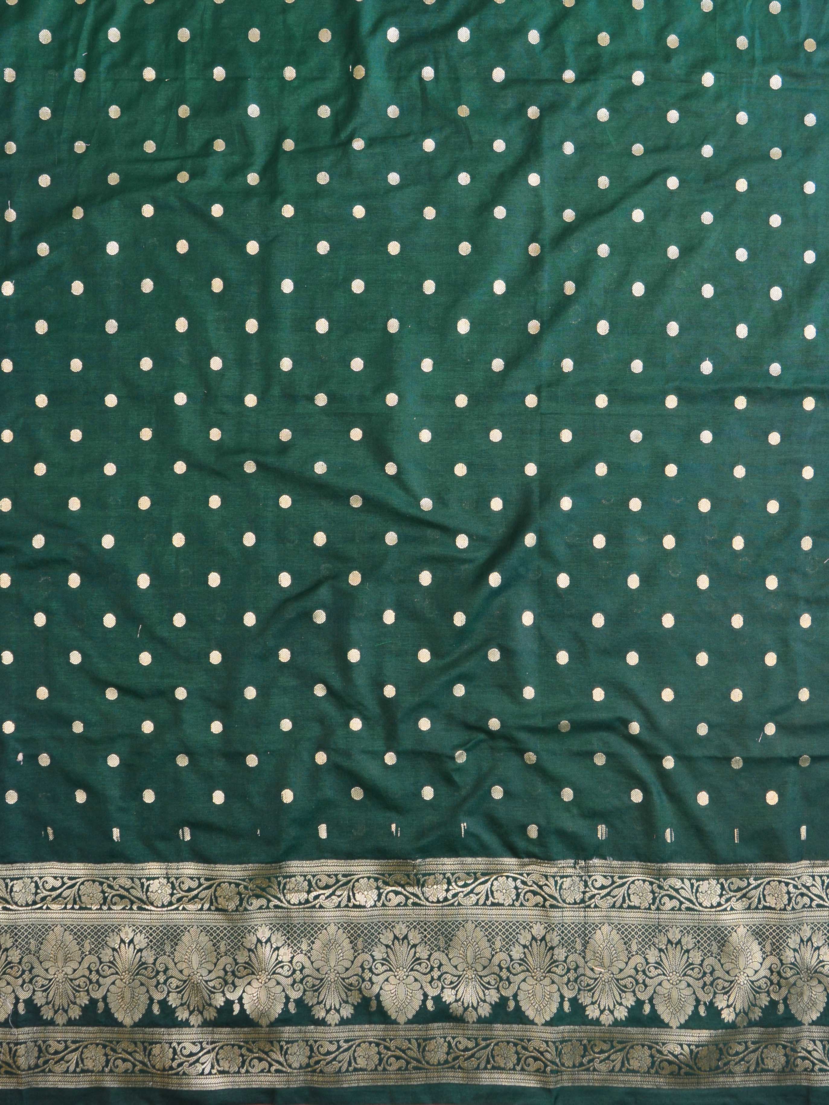 Banarasee Semi Katan Salwar Kameez Dupatta Set With Sona Rupa Zari Work-Green & Onion Pink