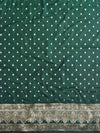 Banarasee Semi Katan Salwar Kameez Dupatta Set With Sona Rupa Zari Work-Green & Onion Pink