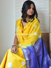 Bhagalpuri Silk Cotton Suit Set With Shibori Dye Design-Yellow & Purple