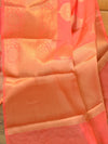 Banarasee Handwoven Semi Silk Saree With Antique Zari Buta Design-Peach