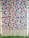 Banarasee Chanderi Cotton Zari Buti Salwar Kameez Fabric With Digital Print Zig-Zag Dupatta-Beige