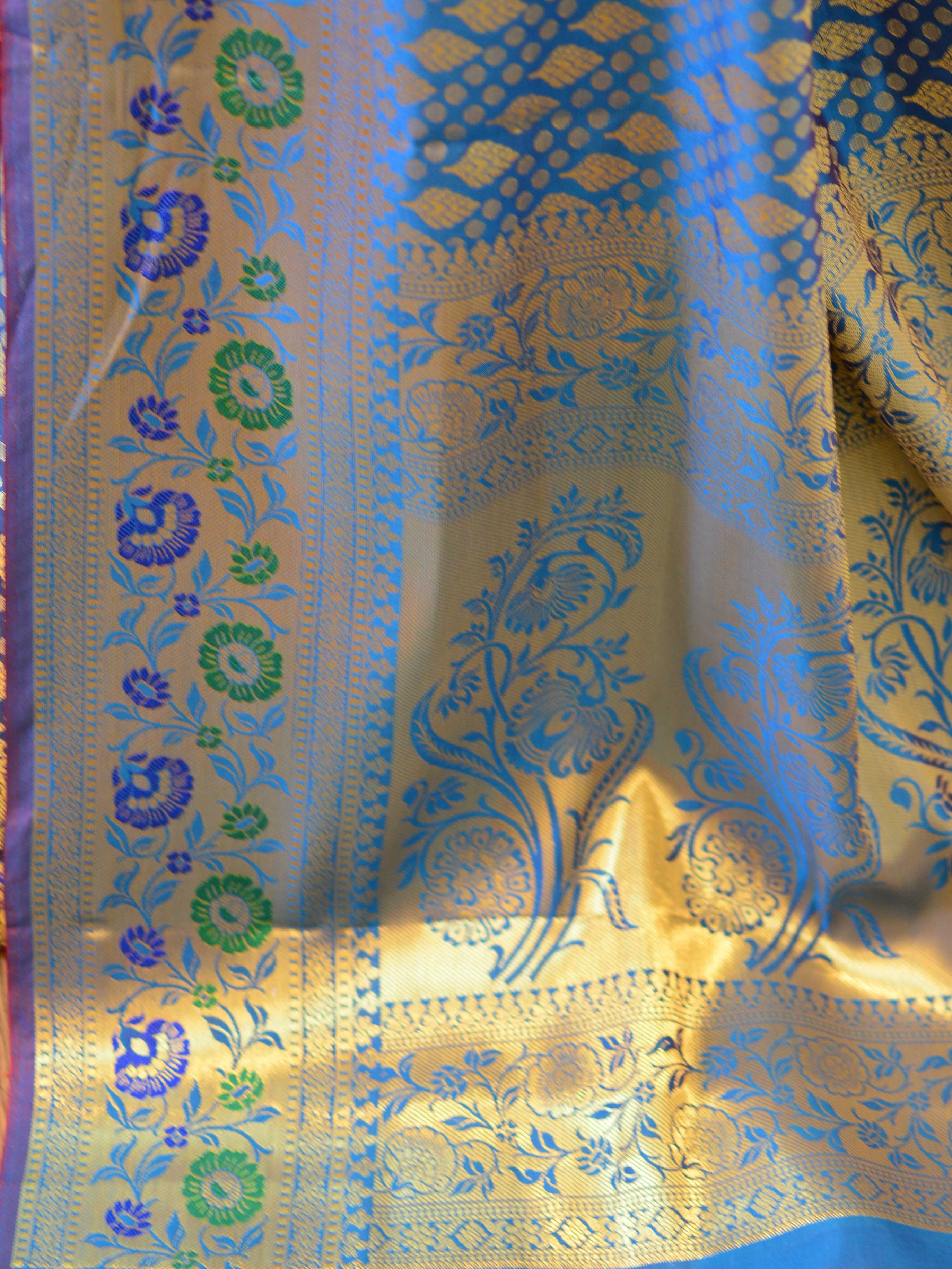 Banarasee Art Silk Saree With Zari Buta & Border-Green