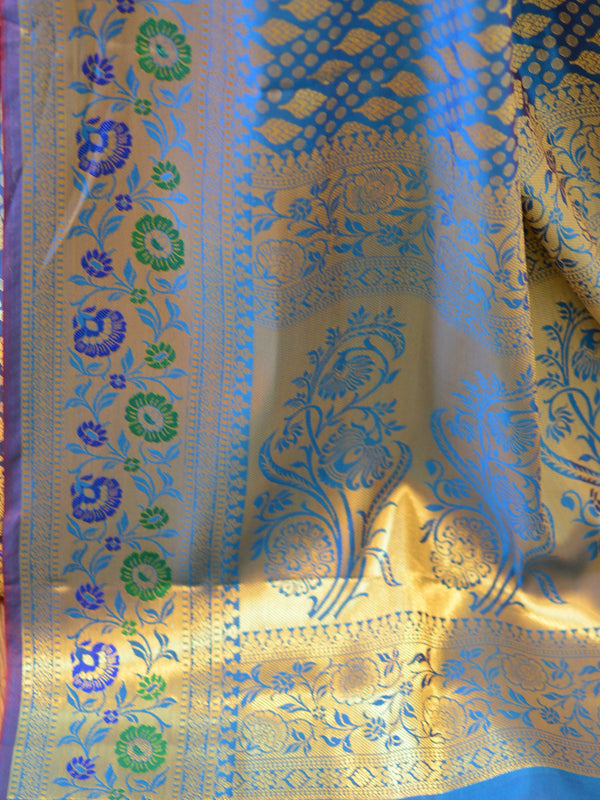 Banarasee Art Silk Saree With Zari Buta & Border-Green