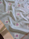 Banarasee Cotton Silk Saree With Embroidered Buta & Zari Border-Blue