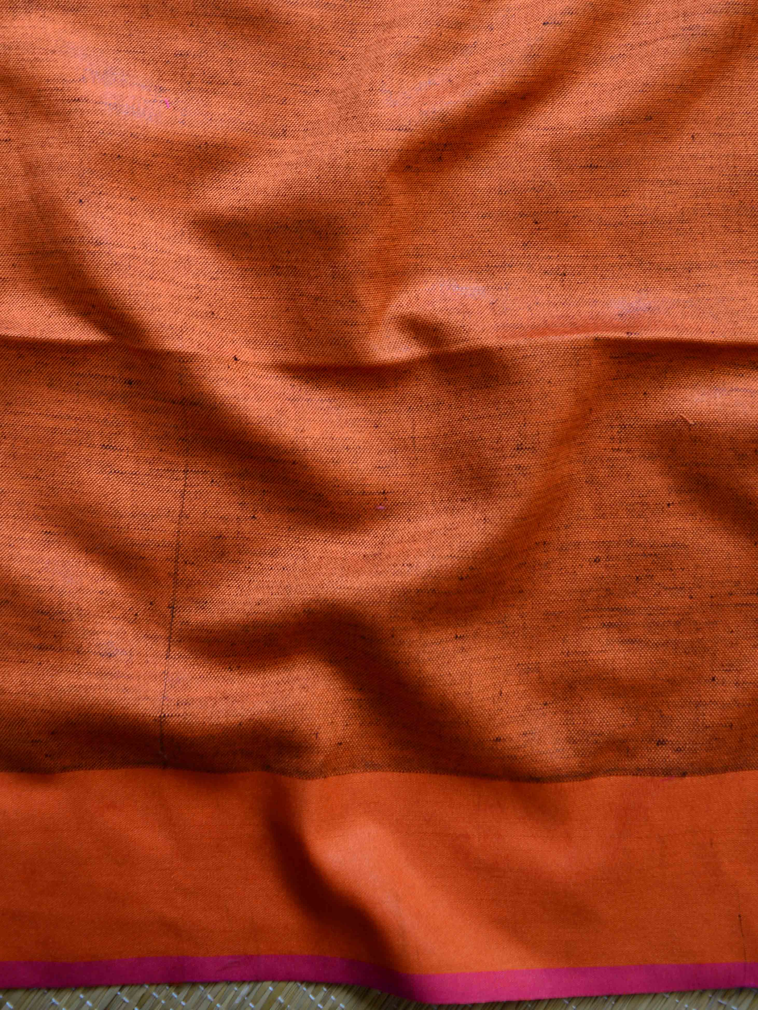 Banarasee Handloom Pure Linen Temple Border Ganga Jamuna Saree-Black