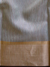 Banarasee Cotton Silk Saree With Embroidered Buta & Zari Border-Blue