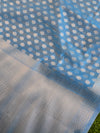 Banarasee Cotton Silk Saree With Zari Buti & Border-Blue