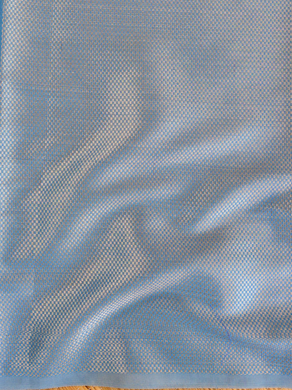 Banarasee Cotton Silk Saree With Zari Buti & Border-Blue