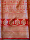 Banarasee Handwoven Semi-Chiffon Saree With Floral Border & Buti-Red