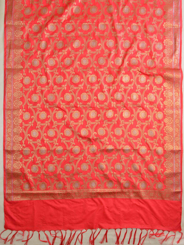 Banarasee Semi Katan Salwar Kameez Dupatta Set With Sona Rupa Zari Work-Grey & Peach