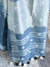 Bhagalpur Handloom Pure Linen Cotton Hand-Dyed Shibori Pattern Saree-Black & Grey
