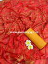 Banarasee Brasso Silk Chunri Bandhej Saree with Zari Work & Contrast Blouse-Red & Yellow