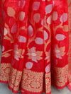 Banarasee Organza Mix Saree With Sona Rupa Jaal Design-Red
