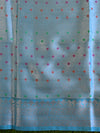 Handwoven Semi Silk Saree With Jaal Design & Silver Zari Border-Sky Blue