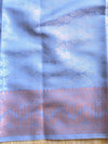 Banarasee Handwoven Semi Silk Saree With Copper Zari Buta Design & Border Design-Sky Blue