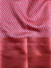 Banarasee Handwoven Semi Silk Saree With Digital Print & Broad Zari Border-Pink