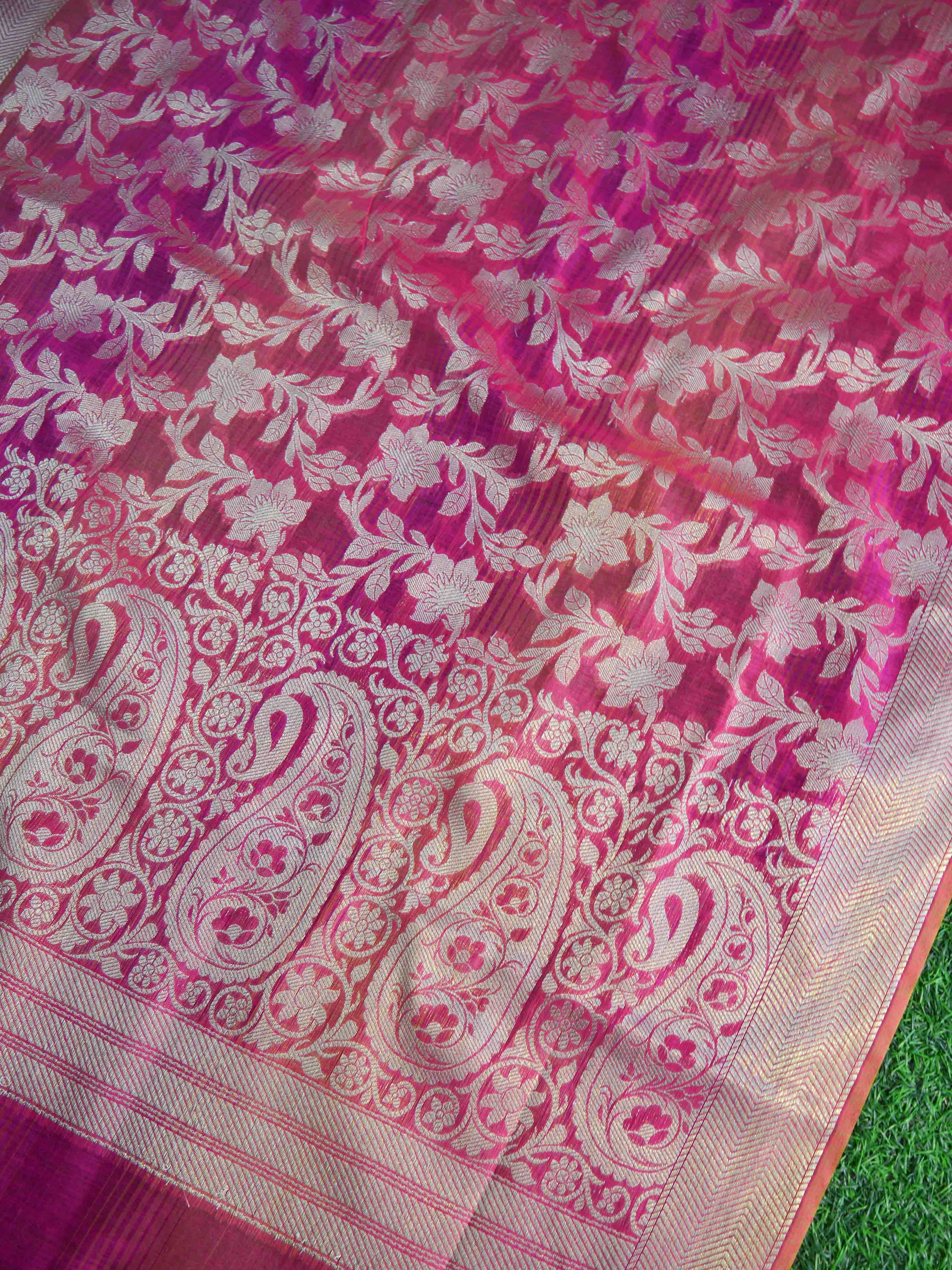 Banarasee Chanderi Cotton Salwar Kameez & Dupatta Set-Pink