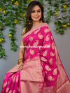 Banarasee Semi Silk Saree With Paisley Buti & Floral Pallu Design-Pink