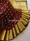 Banarasee Organza Mix Saree With Buti Design & Zari Border-Brown