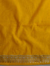 Banarasee Handwoven Semi-Chiffon Saree With Silver Zari Buti & Border-Mustard Yellow