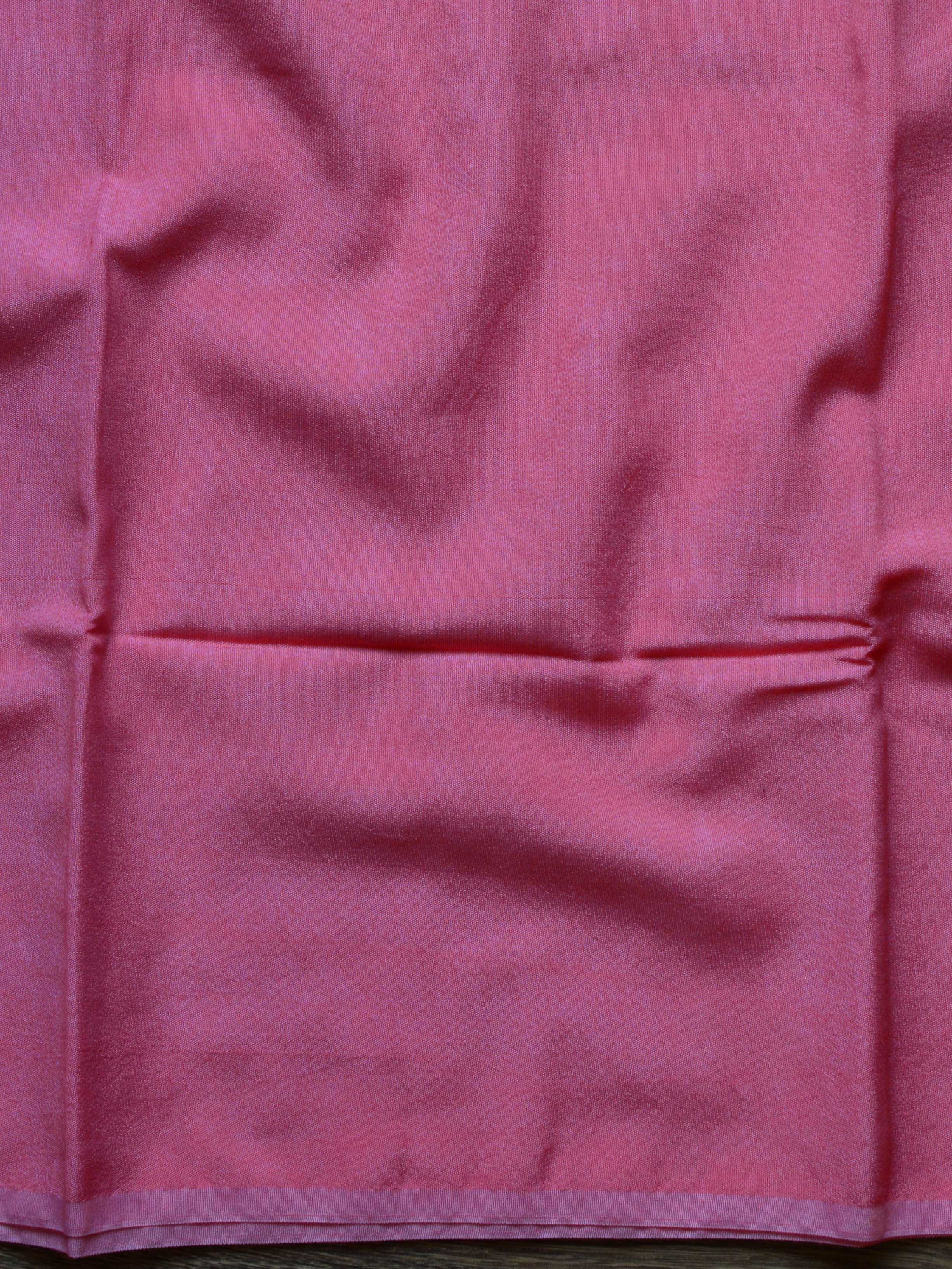Banarasee Handloom Chanderi Cotton Zari Work Salwar Kameez Dupatta Set-Red & Pink