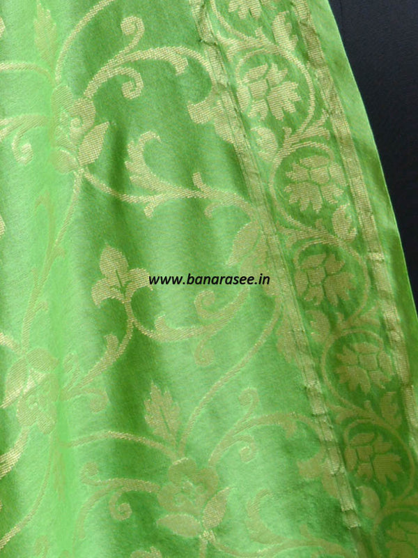 Banarasee/ Banarasi Cotton Silk Zari Jaal Dupatta-Green