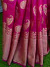 Banarasee Semi Silk Saree With Paisley Buti & Floral Pallu Design-Pink