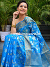 Banarasee Organza Mix Saree With Sona Rupa Jaal Design-Blue