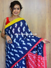 Handloom Mul Cotton Ajrakh Print Saree-Blue