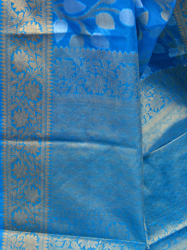 Banarasee Organza Mix Saree With Sona Rupa Jaal Design-Blue
