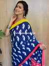 Handloom Mul Cotton Ajrakh Print Saree-Blue