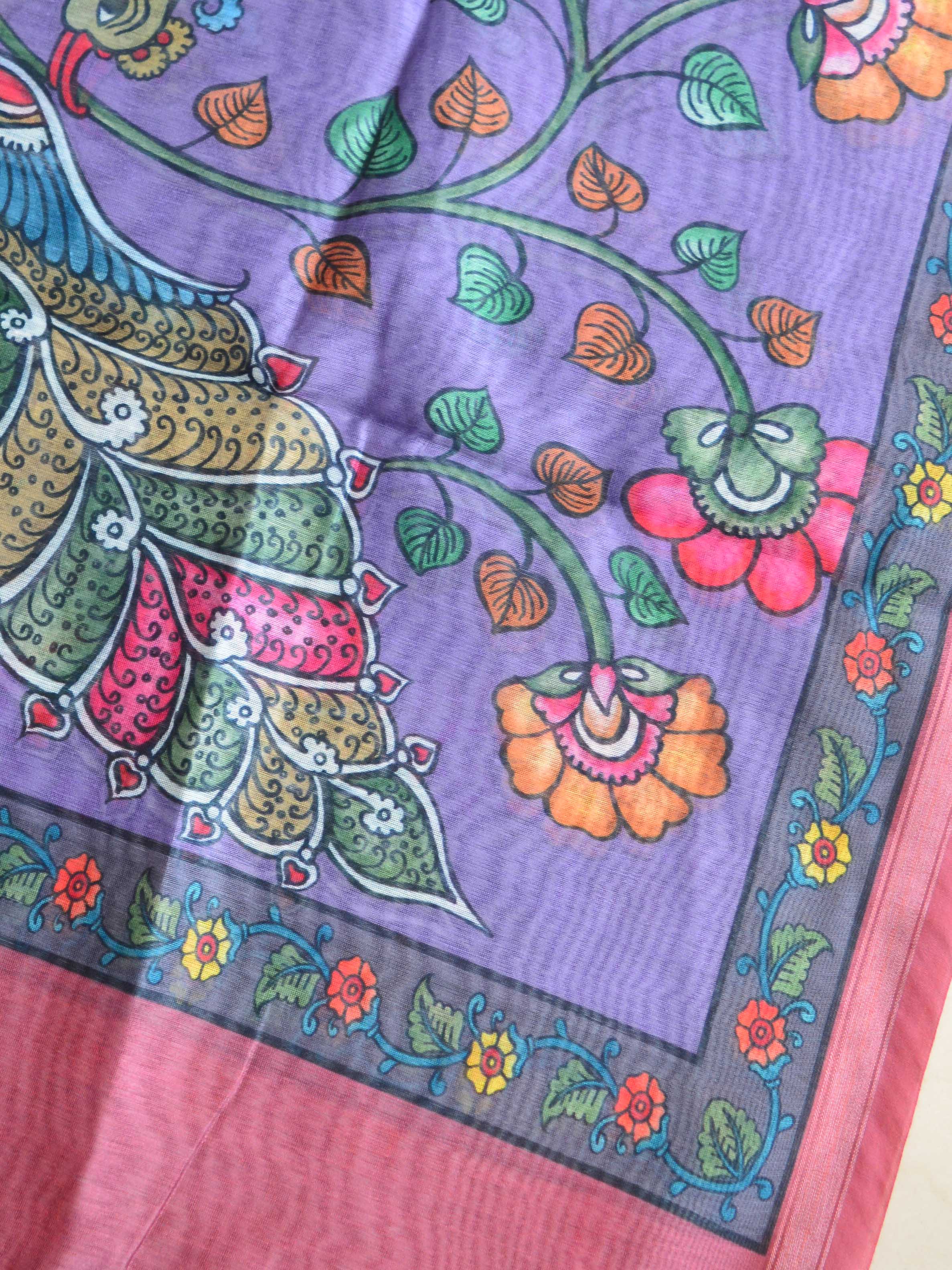 Banarasee Chanderi Silk Zari Buti Salwar Kameez Fabric With Digital Print Dupatta-Lavender