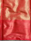 Banarasee Handwoven Contrast Border Saree With Self Weaving Design-Gold