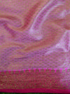 Banarasee Organza Mix Saree With Zari Buta & Pink Satin Border-Peach