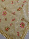 Banarasee Handloom Cotton Silk Salwar Kameez Fabric With Embroidered Dupatta-Beige