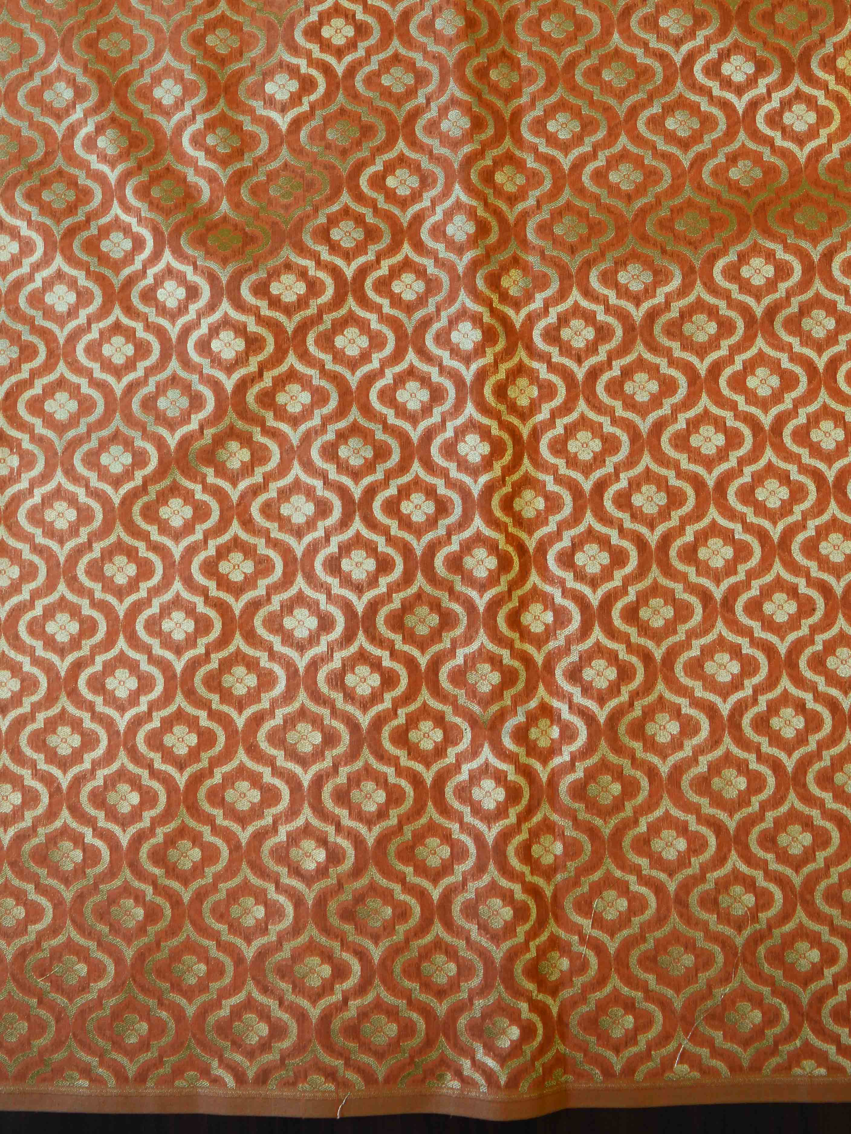 Banarasee Handloom Cotton Silk Salwar Kameez Fabric With Embroidered Dupatta-Orange