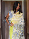 Handloom Khadi Cotton Salwar Kameez With Madhubani Print Dupatta-Beige & Yellow