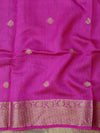 Banarasee Handwoven Pure Muga Silk Sari Buti With Floral Border & Pallu-Green