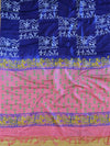 Bhagalpuri Salwar Kameez Glossy Cotton Silk Hand-Block Printed Fabric-Pink & Blue