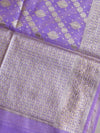 Banarasee Handloom Chanderi Silk Shibori Dyed Zari Work Salwar Kameez Dupatta Set-Lavender