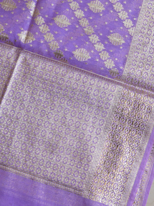 Banarasee Handloom Chanderi Silk Shibori Dyed Zari Work Salwar Kameez Dupatta Set-Lavender