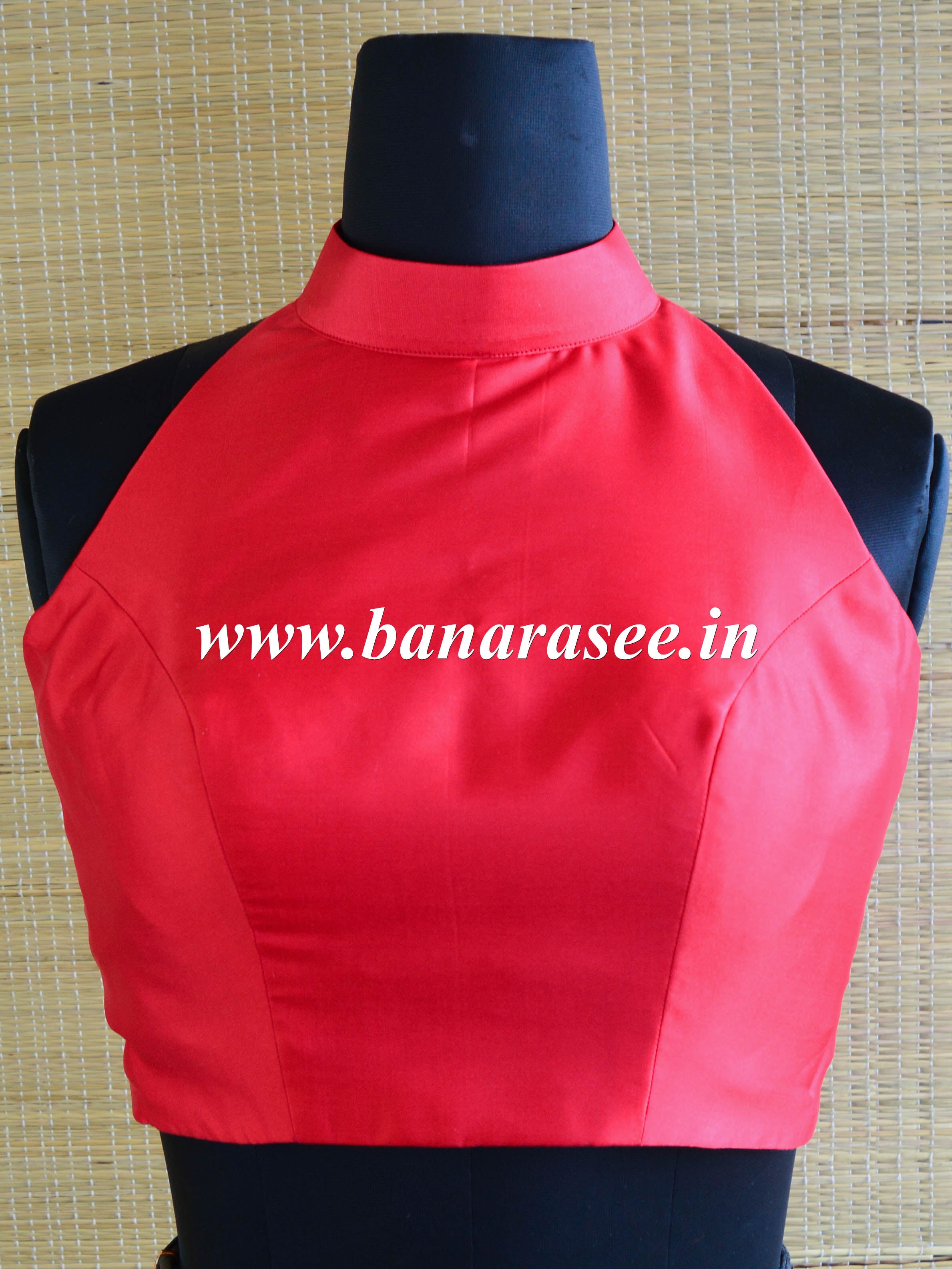 Banarasee Semi Silk Blouse-Red