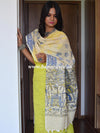 Handloom Khadi Cotton Salwar Kameez With Madhubani Print Dupatta-Beige & Yellow
