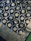 Banarasee Salwar Kameez Glossy Semi Silk Gotapatti Fabric With Jaal Dupatta-Black