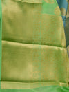Banarasee Semi Silk Dual Shade Saree With Paisley Buti & Floral Pallu Design-Blue & Green