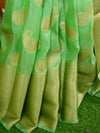 Banarasee Semi Silk Dual Shade Saree With Paisley Buti & Floral Pallu Design-Blue & Green