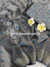 Banarasee Chiffon Blend Saree With Buti Work Zari Border & Brocade Blouse-Grey